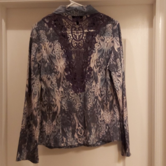 FRENCH BLUE 
BLAZER / JACKET w/LACE BACK BEAUTIFUL - Picture 8 of 8